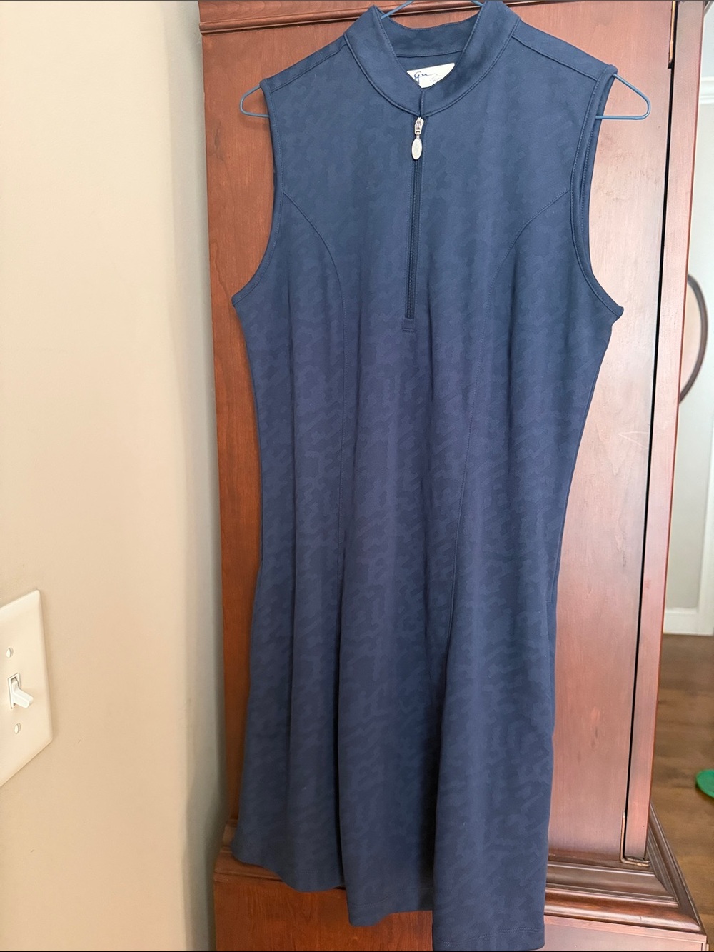 Sleeveless Navy Zip-Front Golf Dress